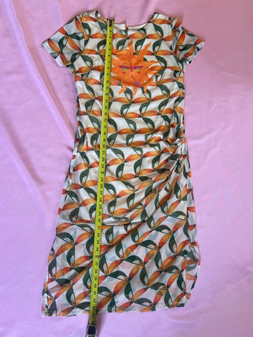 Farm Rio Mesh T-shirt Dress with Sun Motif - Picture 4 of 9